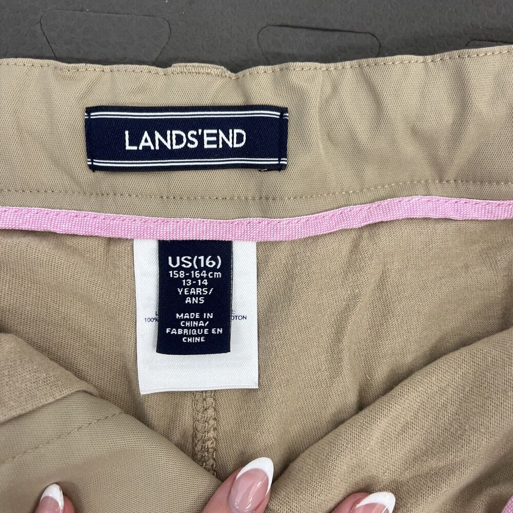 Girls Lands End Size 16 Khaki Skirt Uniform 16 Inch Length 100% Polyester Chrty - Picture 7 of 14